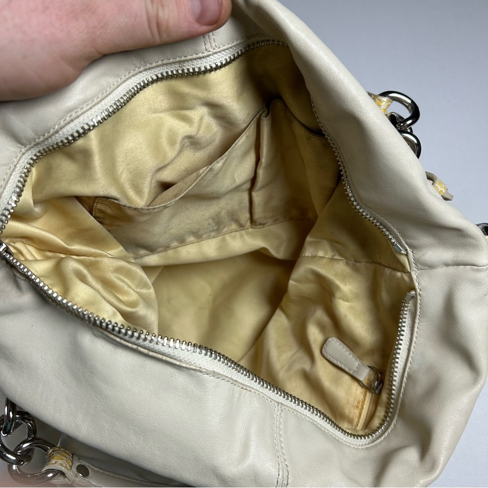 Vintage Y2k Coach Brooke Cream Leather Hobo Shoulder Bag 1482 Reptile Trim RARE - Picture 12 of 12